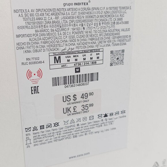 Zara Gold Silver Multi Chain Heavy Black Faux Leather Belt NWTs 4736/314/808 - Picture 6 of 6